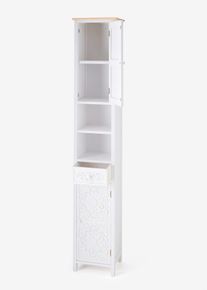 Hoge smalle kast met ornament - wit - maat 185x34 cm - bonprix