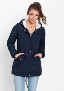 Parka met teddy fleece - blauw - maat 38 - bonprix