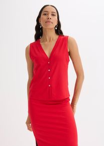 Mouwloos vest in een gebreide look - rood - maat 36/38 (S) - viscose - bonprix