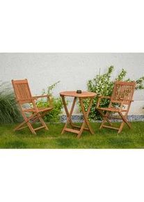 Merxx Gardenson Gartenklapptisch , Naturfarben , Holz , Eukalyptusholz , massiv , rund , eckig, X-Form , 80x75x80 cm , FSC Mix , klappbar, platzsparend , Holzmöbel, Holztische, Klapptische Holz