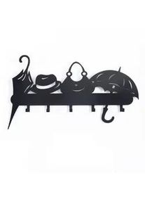 Ambia Home Hakenleiste , Schwarz , Metall , 40x4.5x70 cm , Aufhängemöglichkeit , Garderobe, Garderobenhaken, Hakenleisten