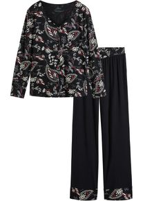 Pyjama aus Bio-Baumwolle mit Knopfleiste - schwarz - Größe 36/38 (S) - 100% Baumwolle- bonprix