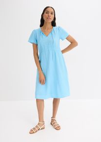 Tunika-Kleid aus Musselin - blau - Größe 42 - 100% Baumwolle,Musselin- bonprix