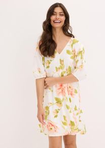 bedrucktes Tunika-Kleid aus fließender Viskose - weiß - Größe 38 - Viskose- bonprix
