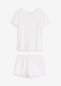 Shorty aus Pointelle-Jersey - weiß - Größe 36/38 (S) - 100% Baumwolle- bonprix