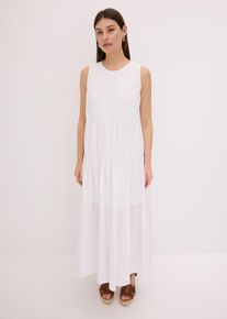 Maxikleid mit Raffungen aus Baumwolle, weiß, Größe 46, mit Baumwolle, bonprix