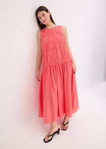 Maxikleid mit Raffungen aus Baumwolle, pink, Größe 46, mit Baumwolle, bonprix