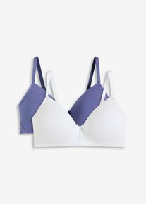 Schalen-BH ohne Bügel mit Bio-Baumwolle (2er Pack), weiß, Größe 80A, mit Baumwolle, bonprix