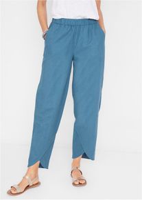 3/4-Hose aus leichtem Leinen-Mix, blau, Größe 48, Leinen, bonprix