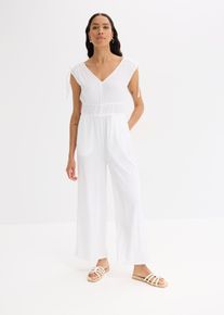 Jumpsuit aus strukturiertem Crêpe, weiß, Größe 48/50 (XL), bonprix