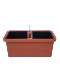 Samozavlažovací truhlík Berberis DUO, terakota, plastia, 78 cm