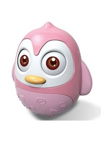 Hojdacia hračka Baby Mix Penguin ružová, 14 cm