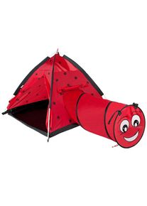 Baby Mix Detský stan s tunelom Ladybug červený,170 x 112 x 94 cm