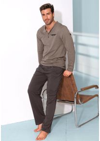 AUTHENTIC LE JOGGER Heren Pyjama in bruin gemêleerd/donkerbruin ,maat 44/46, Witt, 100% Katoen
