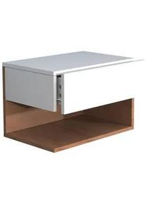 Mid.you Nachtkästchen , Weiß, Eichefarben , Holzwerkstoff , 1 Schubladen , 45x30x32 cm , Schlafzimmer, Nachtkästchen