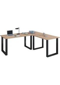 Vcm Mid.you Eckschreibtisch , Schwarz, Sonoma Eiche , Holzwerkstoff , rechteckig , U-Form , 80x76x160 cm , in verschiedenen Holz-Dekoren erhältlich , Büromöbel, Schreibtische, Eckschreibtische