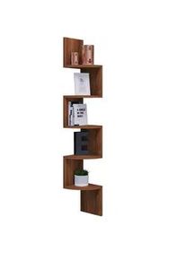 Mid.you Eckregal , Nussbaumfarben , Holzwerkstoff , 19.6x123.6x19.6 cm , Wohnzimmer, Regale, Eckregale