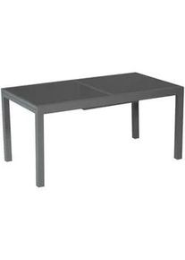 Gardenson Gartentisch , Graphitfarben , Metall, Glas , Uni , rechteckig , 90x75.5x160 cm , ausziehbar , Gartenmöbel, Gartentische, Gartentische ausziehbar