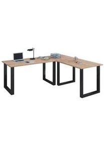 Vcm Mid.you Eckschreibtisch , Schwarz, Sonoma Eiche , Holzwerkstoff , rechteckig , U-Form , 80x76x220 cm , in verschiedenen Holz-Dekoren erhältlich , Büromöbel, Schreibtische, Eckschreibtische