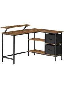 Mid.you Gamingtisch , Schwarz, Dunkelbraun , Metall , 2 Schubladen , eckig , 135x89x105 cm , USB-Anschlüsse , Büromöbel, Schreibtische, Schreibtische