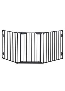PawHut 3-Panel Metal Pet Gate: Safety Fence for Dogs with Walk Through Door & Auto Close Lock, Room Divider, Black | Aosom Ireland