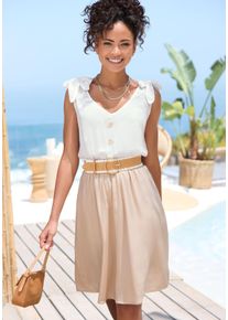 Lascana Dames Zomerjurk in crème/zand ,maat 34, Witt, 100% Viscose