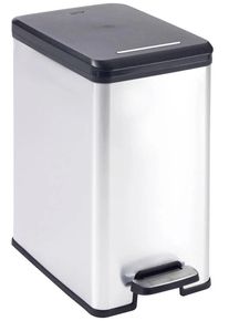 curver Deco Bin Slim Mülleimer Treteimer Abfalleimer 25 Liter 250x450x420mm silber schwarz