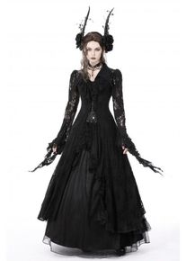 Dark In Love - Gothic Romantic Hollow Out Sexy Frilly Lace - Klänning - svart - S - 60% Nylon, 22% Bomull, 15% Polyester, 3% Elastan,Spets