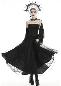 Dark In Love - Gorgeous Beaded Tulle Maxi Gothic Wedding Black - Sukienka - czarny - XXL - 70% bawełna, 30% poliester,Siatka