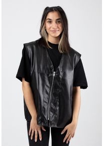Noisy may - Gino Oversize Black - Kamizelka - czarny - XS - 100% poliestru,100% poliuretan,Sztuczna skora