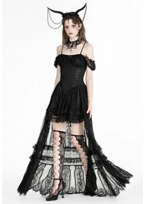 Dark In Love - Gothic Noble Romantic Lace Hi Low Black - Klänning - svart - L - 100% nylon,Spets