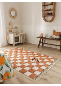 Lytte Teppe til barn Caro Terrakotta 160x230 cm Geometrisk,Med frynser