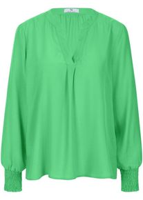Peter Hahn - Bluse mit V-Öffnung am Rundhals-Ausschnitt, grün, Gr. 40, Kunstfaser