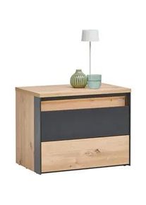 Voleo Nachtkästchen , Schwarz, Eiche Artisan , Holzwerkstoff , 2 Schubladen , F , 60x48x40 cm , Schlafzimmer, Nachtkästchen