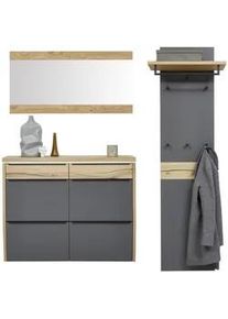 Dieter Knoll Collection Dieter Knoll Garderobe , Grau, Eichefarben , Holz, Holzwerkstoff , 3-teilig , Eiche , furniert, massiv , 200x200x32 cm , Goldenes M, Made in Germany, DGM-Klimapakt , Garderobe, Garderoben-Sets & Garderoben-Serien