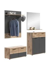Mid.you Garderobe , Glas, Holzwerkstoff , 4-teilig , 195x200x38 cm , FSC Mix , Garderobe, Garderoben-Sets & Garderoben-Serien