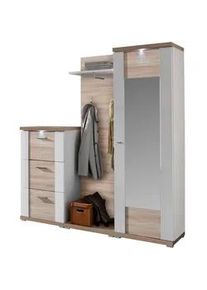 Xora Garderobe , Weiß, Eichefarben , Holzwerkstoff , 3-teilig , 195x206.6x41.6 cm , Garderobe, Garderoben-Sets & Garderoben-Serien