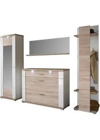 Xora Garderobe , Weiß, Eichefarben , Holzwerkstoff , 4-teilig , 263.5x206.6x41.6 cm , Garderobe, Garderoben-Sets & Garderoben-Serien