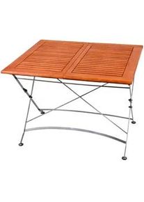 Garden Pleasure Gardenson Gartentisch , Braun, Schwarz , Holz, Metall , Eukalyptusholz , Hartholz , rechteckig , eckig, X-Form , 90x74x100 cm , ausziehbar, klappbar, regenabweisend, UV-beständig, wetterbeständig, platzsparend , Gartenmöbel, Gartentische, Gartentische ausziehbar