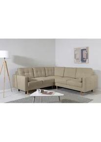 Mid.you Ecksofa , Taupe , Textil , Birke, Buche , Hartholz , Füllung: Polyurethan (PUR),Silikon, Schaumstoffflocken , L-Form , 242x242 cm , Made in Eu , Rücken echt , Wohnzimmer, Sofas & Couches, Wohnlandschaften, Ecksofas mit Schlaffunktion