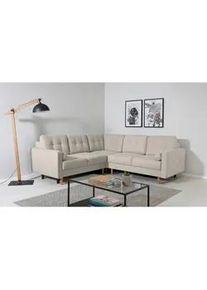 Mid.you Ecksofa , Hellgrau , Textil , Birke, Buche , Hartholz , Füllung: Polyurethan (PUR),Silikon, Schaumstoffflocken , 242x242 cm , Made in Eu , Rücken echt , Wohnzimmer, Sofas & Couches, Wohnlandschaften, Ecksofas mit Schlaffunktion