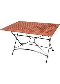 Garden Pleasure Gardenson Gartenklapptisch , Braun, Schwarz , Holz, Metall , Eukalyptusholz , Hartholz , rechteckig , eckig, X-Form , 80x74x120 cm , klappbar, UV-beständig, wetterbeständig, platzsparend , Holzmöbel, Holztische, Klapptische Holz