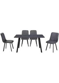 Mid.you Tischgruppe , Grau , Metall, Textil, Holzwerkstoff , eckig , 140x46x75 cm , Esszimmer, Bänke, Eckbankgruppen