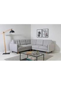 Mid.you Ecksofa , Hellgrau , Textil , Birke, Buche , Hartholz , Füllung: Polyurethan (PUR),Silikon, Schaumstoffflocken , L-Form , 242x242 cm , Made in Eu , Rücken echt , Wohnzimmer, Sofas & Couches, Wohnlandschaften, Ecksofas mit Schlaffunktion