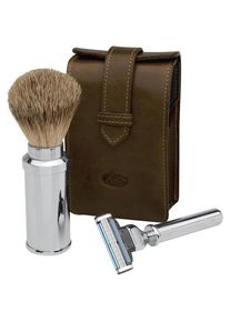 ERBE® ERBE Conjunto de giletes barbear com bolsa couro, Gillette Mach3 Male