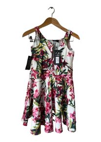 AX Paris Damen Sommerkleid Blumenmuster Rüschen Minikleid Gr. 42 Mehrfarbig