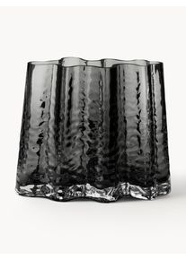 COOEE Design Ručne fúkaná sklenená váza so štruktúrovaným povrchom v rôznych veľkostiach, Gry, V 19 cm