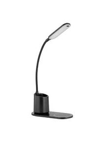 Globo Led-Schreibtischleuchte , Opal, Schwarz , Kunststoff , F , 34x8.5 cm , 3-fach schaltbar, Flexarm, Farben fixierbar, Touch (on/off), Handyladefunktion, Farbtemperaturwechsler , Lampen & Leuchten, Innenbeleuchtung, Tischlampen, Schreibtischlampen
