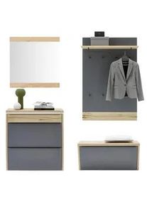 Dieter Knoll Collection Dieter Knoll Garderobe , Grau, Eichefarben , Holz, Holzwerkstoff , 5-teilig , Eiche , furniert, massiv , 200x200x32 cm , Goldenes M, Made in Germany, DGM-Klimapakt , Beimöbel erhältlich, hängend , Garderobe, Garderoben-Sets & Garderoben-Serien