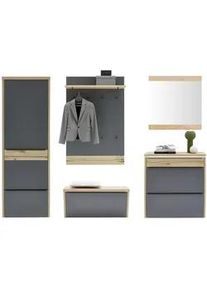 Dieter Knoll Collection Dieter Knoll Garderobe , Grau, Eichefarben , Holz, Holzwerkstoff , 6-teilig , Eiche , furniert, massiv , 290x200x32 cm , Goldenes M, Made in Germany, DGM-Klimapakt , Beimöbel erhältlich, hängend , Garderobe, Garderoben-Sets & Garderoben-Serien